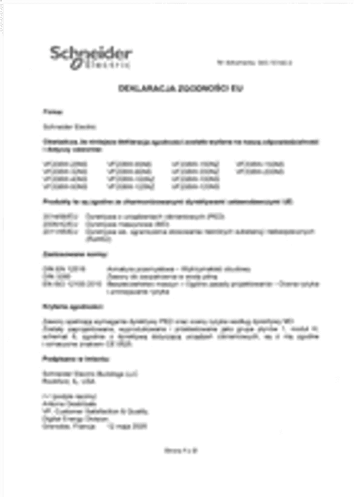 Podgląd Deklaracja zgodności zawór VF208W