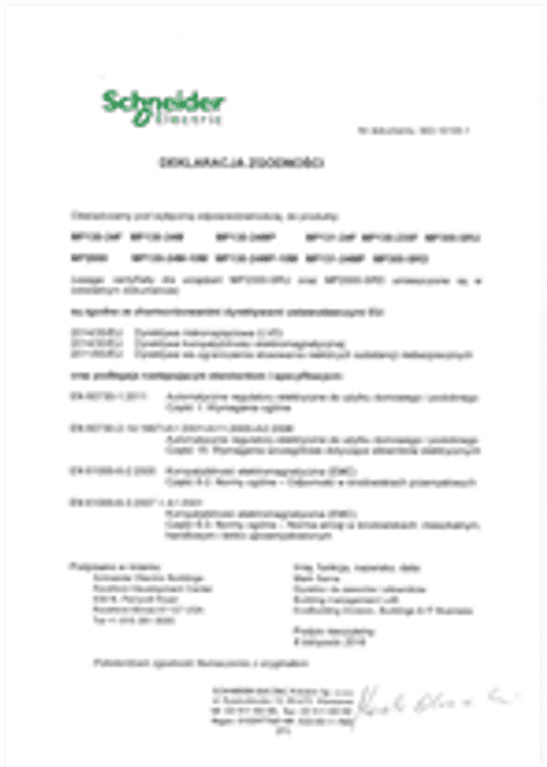 Podgląd Deklaracja zgodności siłownik MP130 MP300 MP2000