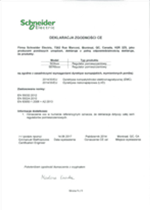 Podgląd Deklaracja zgodności regulator SE8300 SER8300