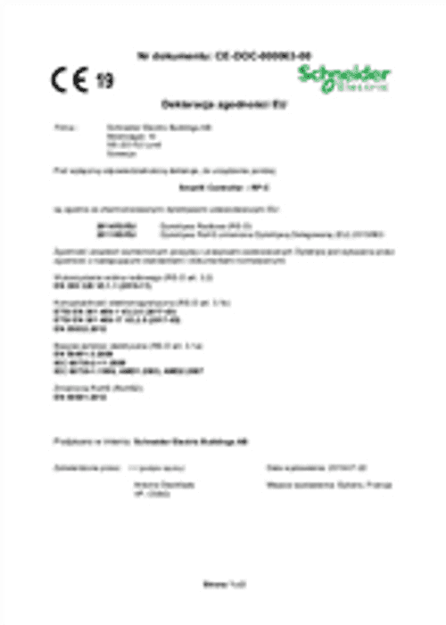 Podgląd Deklaracja zgodności sterownik RP-C SmartX 
